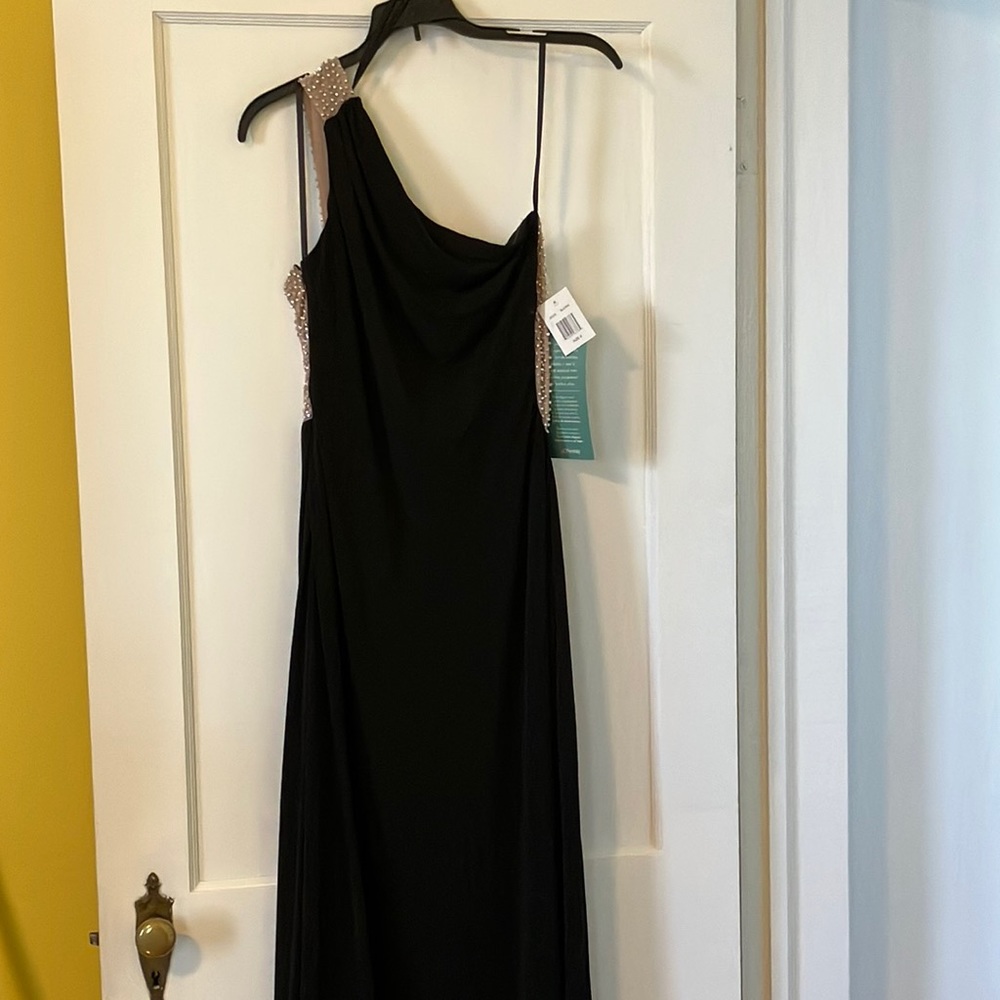 Black and mesh rhinestone evening gown 6